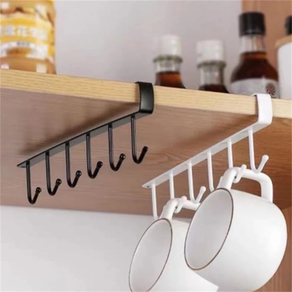 Kit Suporte de Metal Porta Xícaras e Utensílios 2 Unidades – Organize Seu Armário