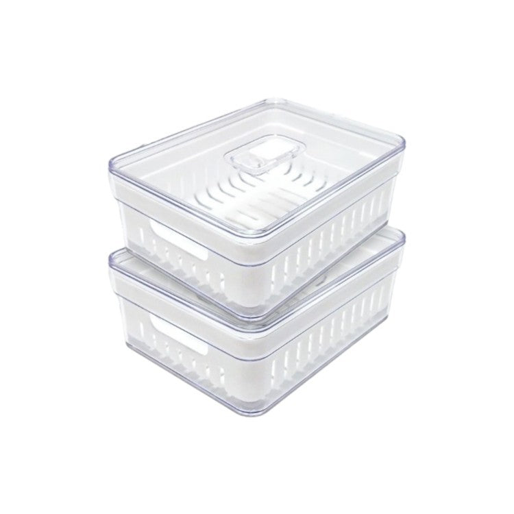 Organizadores de Geladeira Kit com 2 Cesto e Tampa com Respirador