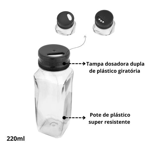 Porta Temperos 12 Potes com Suporte de Ferro – Organização e Praticidade na Sua Cozinha