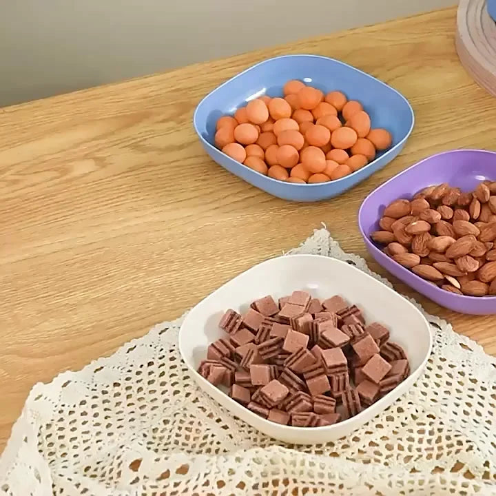 Kit com 10 Pratos Reutilizáveis + Suporte – Praticidade, Cores e Organização para Todas as Refeições!