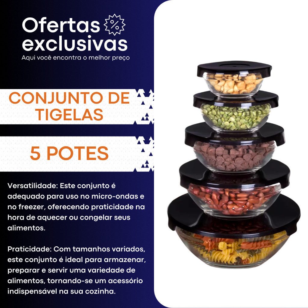 Conjunto de Tigelas Bowl 5 Peças – Organização e Frescor na Sua Cozinha - LK House