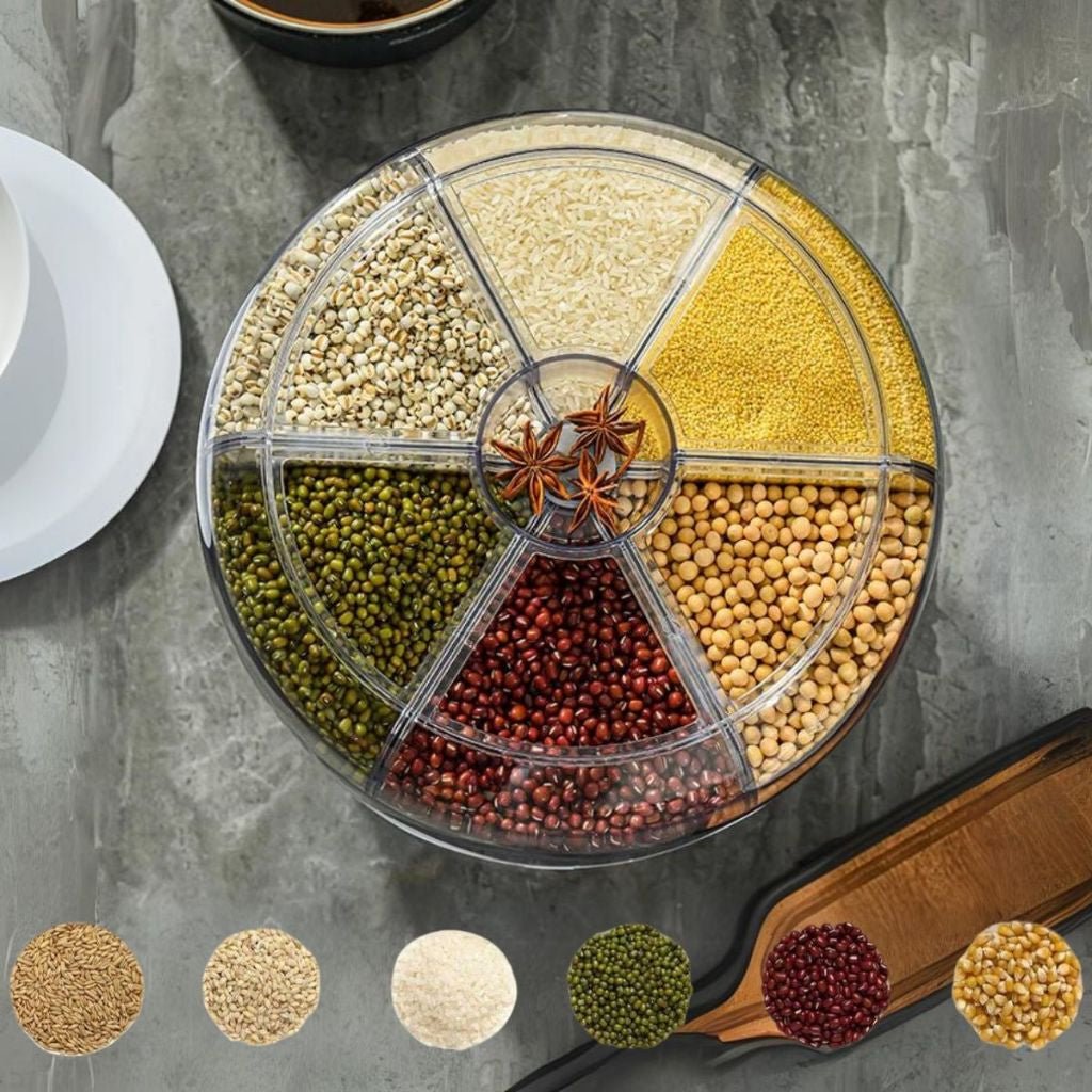 Dispenser Giratório de Alimentos com 6 Compartimentos para Grãos - LK House