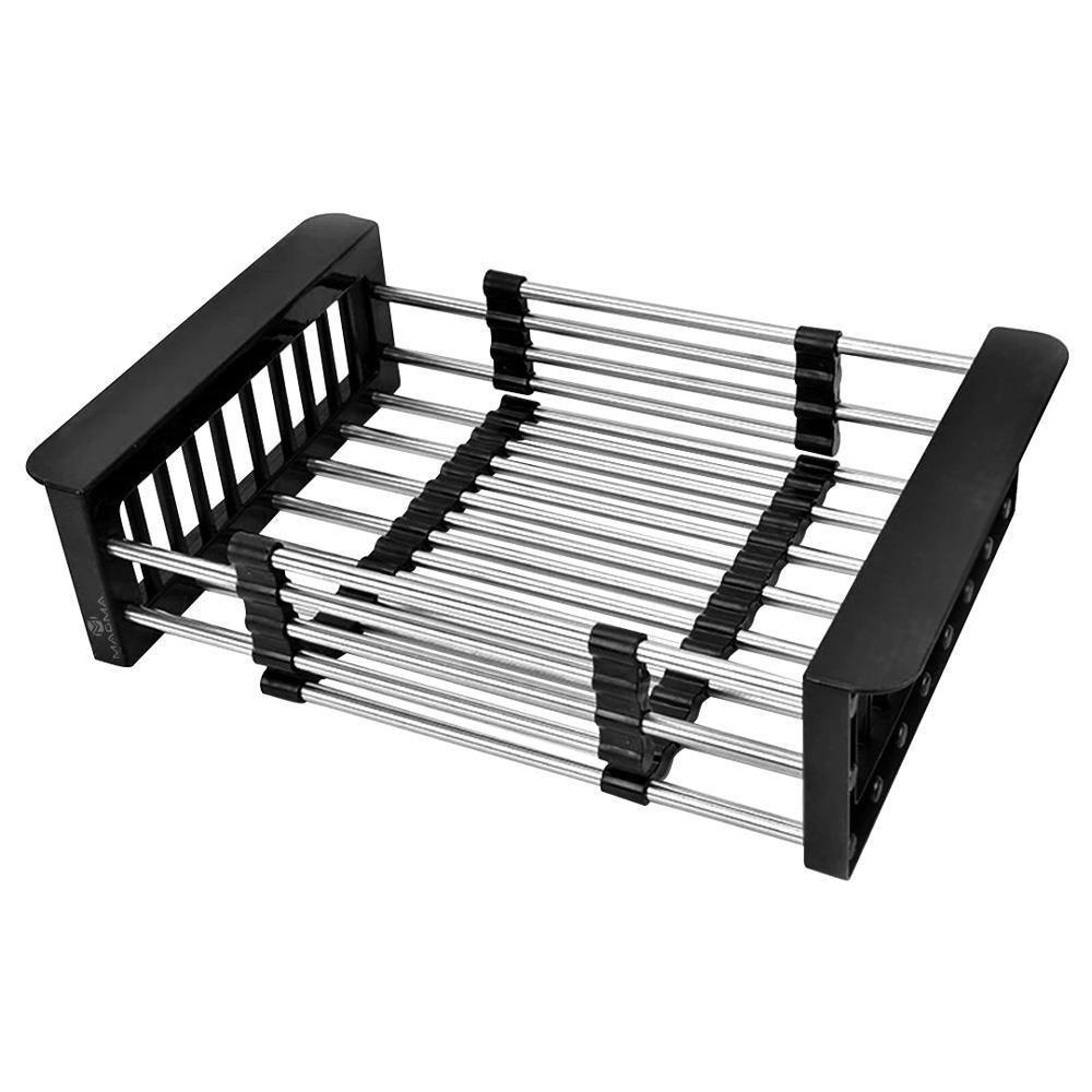 Escorredor de Louça Extensível Preto – Ajustável, Cuba de Inox - LK House