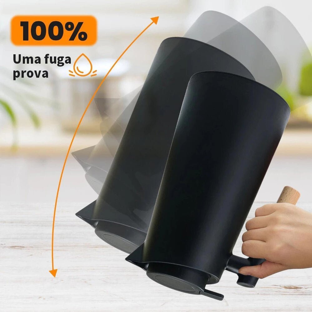 Garrafa Térmica com Termômetro LED 1L – Design Moderno e Cabo de Madeira - LK House