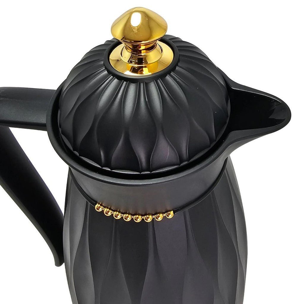 Garrafa Térmica de Café Chic 1L Preta e Dourada – Estilo e Alta Conservação Térmica - LK House