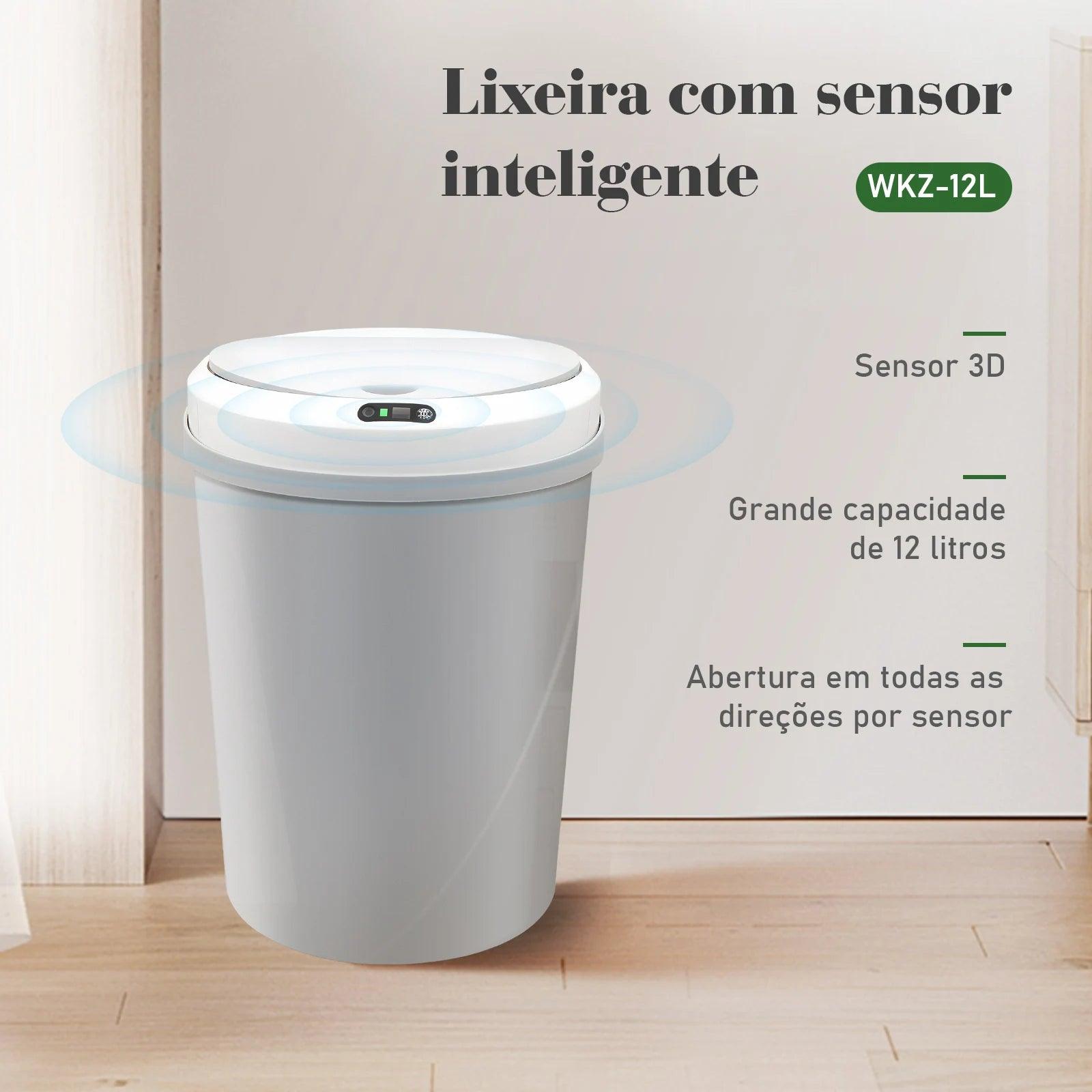 Lixeira Automática inteligente com sensor infravermelho 12 litros - LK House