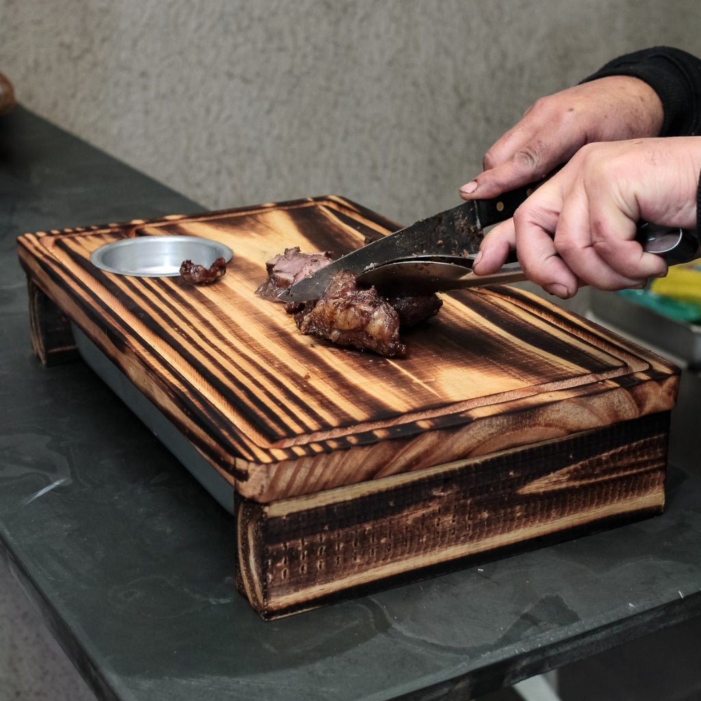 Tábua para Carne e Churrasco com Gaveta - Madeira Premium - LK House