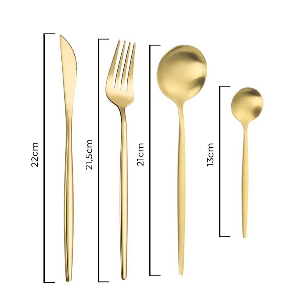 Talheres Dourados 24 Peças de Aço Inox – Elegância e Durabilidade para Sua Mesa - LK House
