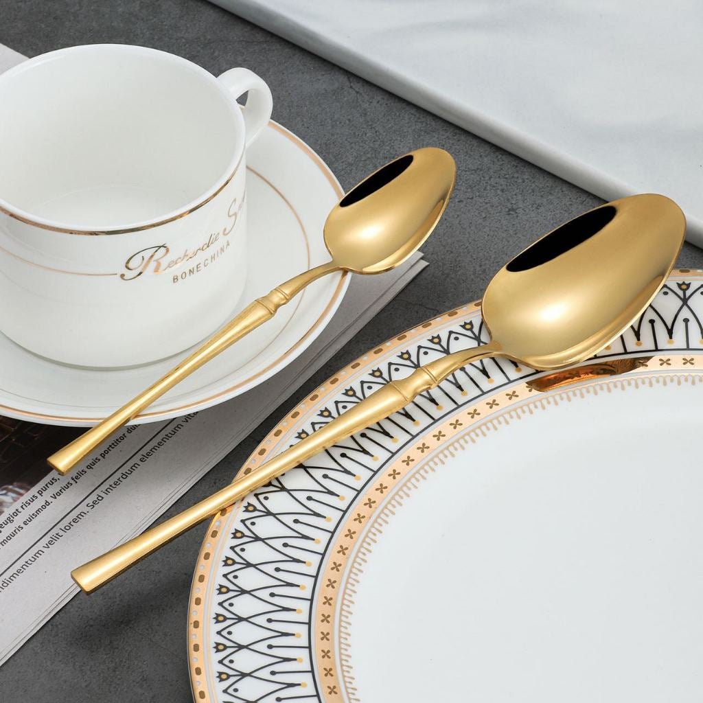 Talheres Dourados 24 Peças de Aço Inox – Elegância e Durabilidade para Sua Mesa - LK House