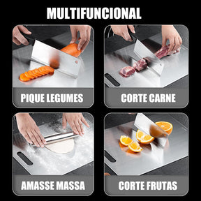 Tábua de Corte Profissional em Aço Inox – Antibacteriana e Ultra Resistente