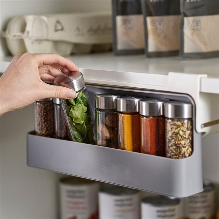 Organizador Porta Temperos Retratil Prateleira Com 6 Potes Cozinha Condimentos