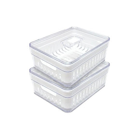 Organizadores de Geladeira Kit com 2 Cesto e Tampa com Respirador