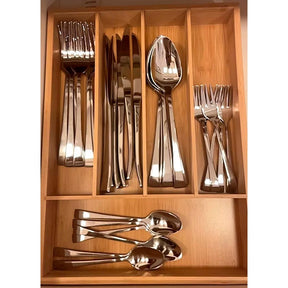 Porta Talheres de Bambu com 4 Divisórias – Organizador de Gaveta Sustentável e Elegante