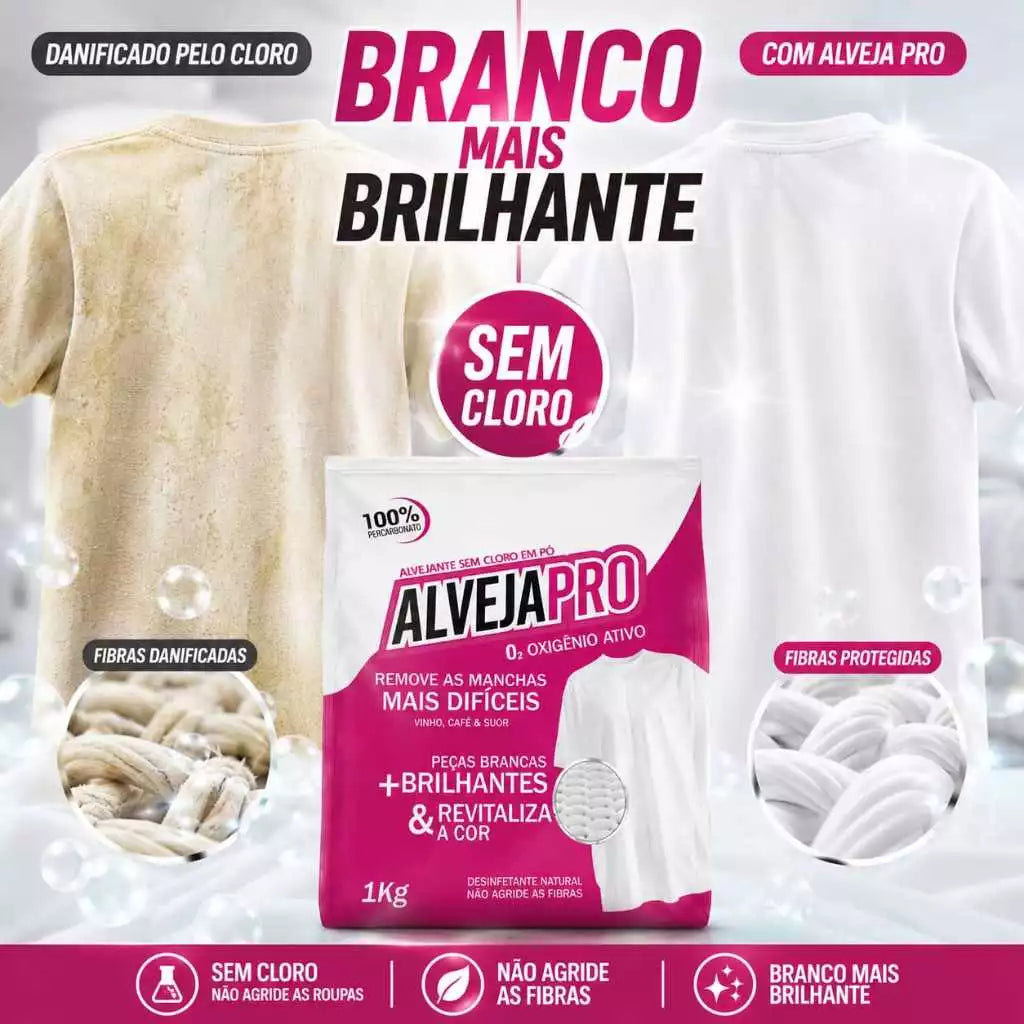 AlvejaPro - Tira Manchas de Roupas Brancas e Coloridas