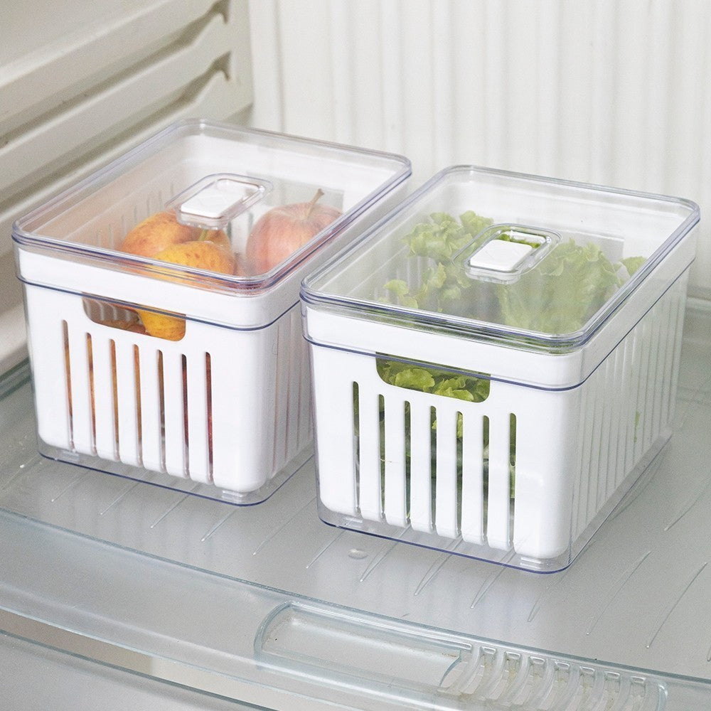 Organizadores de Geladeira Kit com 2 Cesto e Tampa com Respirador