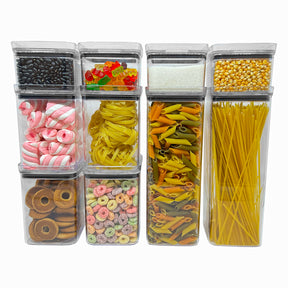 10 Potes Herméticos em Acrílico Cristal para Cozinha Empilhável Organizador para Mantimentos Amobox