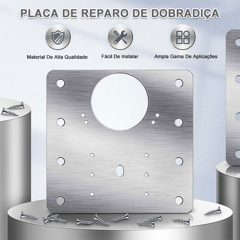 Kit 10 Placas Reparo para Consertar Dobradiça Armário