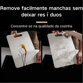 Tábua de Corte Profissional em Aço Inox – Antibacteriana e Ultra Resistente