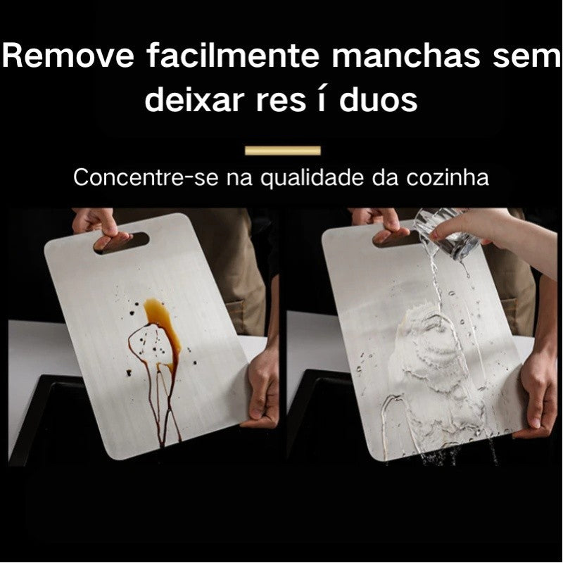 Tábua de Corte Profissional em Aço Inox – Antibacteriana e Ultra Resistente
