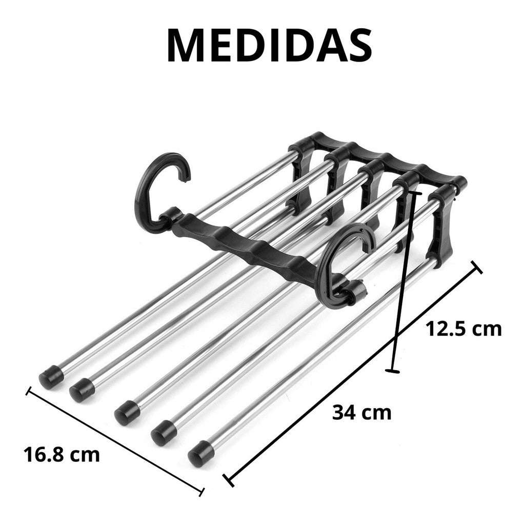 Cabide Organizador 5 em 1 em Aço Inox – Mais Espaço e Organização no Seu Guarda-Roupa