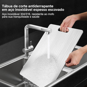 Tábua de Corte Profissional em Aço Inox – Antibacteriana e Ultra Resistente