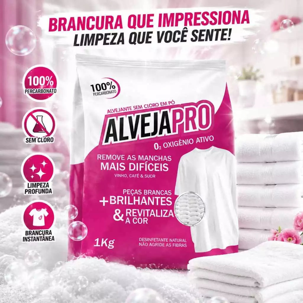 AlvejaPro - Tira Manchas de Roupas Brancas e Coloridas