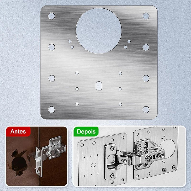 Kit 10 Placas Reparo para Consertar Dobradiça Armário