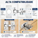 Kit 10 Placas Reparo para Consertar Dobradiça Armário