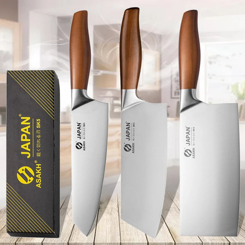 Conjunto de facas de cozinha japonesas, aço inoxidável, filé de peixe, cutelo de carne, faca de chef, sushi, faca de corte santoku, ferramentas de cozinha