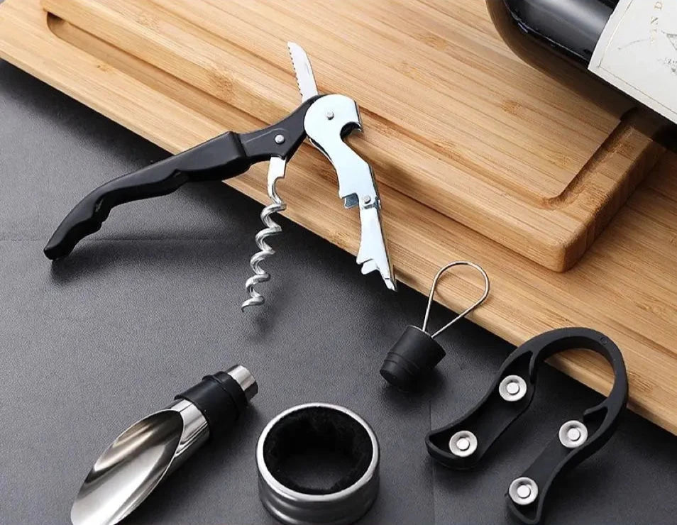 Abridor de garrafas de vinho portátil com 5 peças - LK House