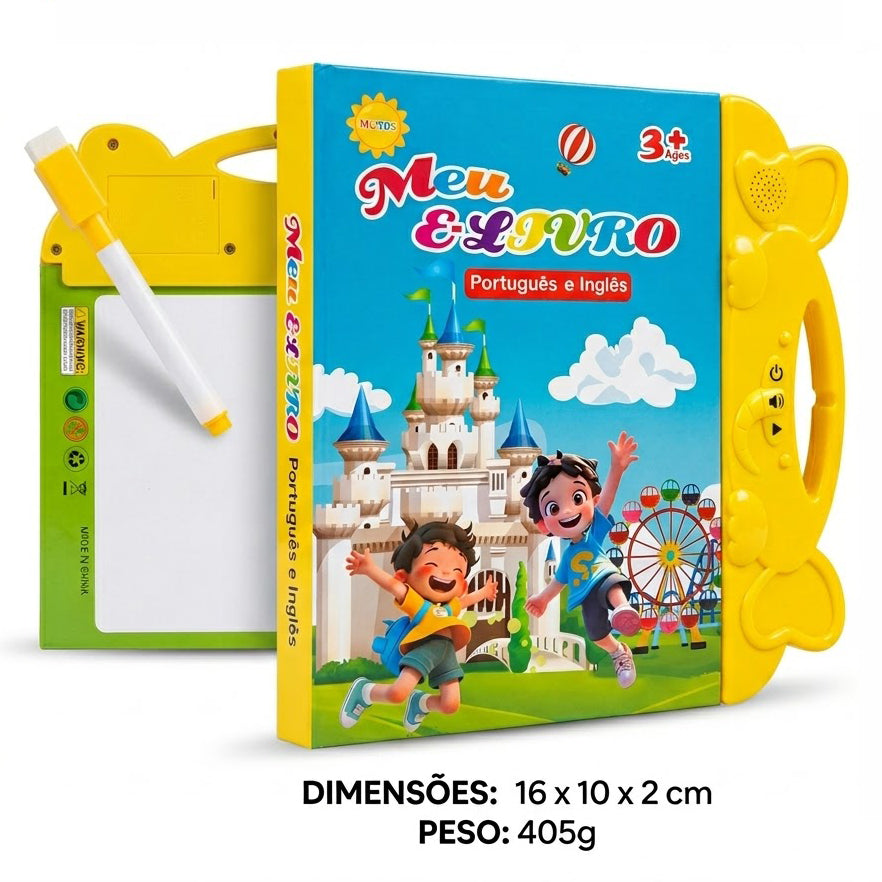 Livro Sonoro Bilíngue 2 em 1 com Lousa + Brinde