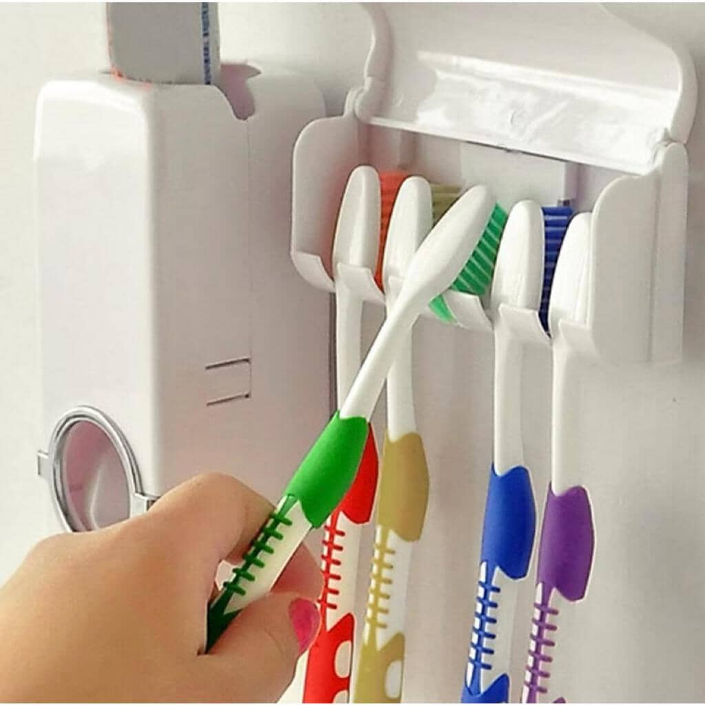 aplicador de pasta de dente Automático + Suporte para 5 escovas - LK House