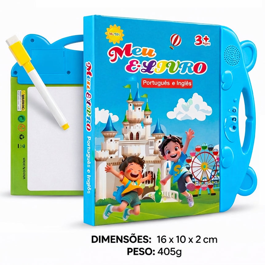 Livro Sonoro Bilíngue 2 em 1 com Lousa + Brinde