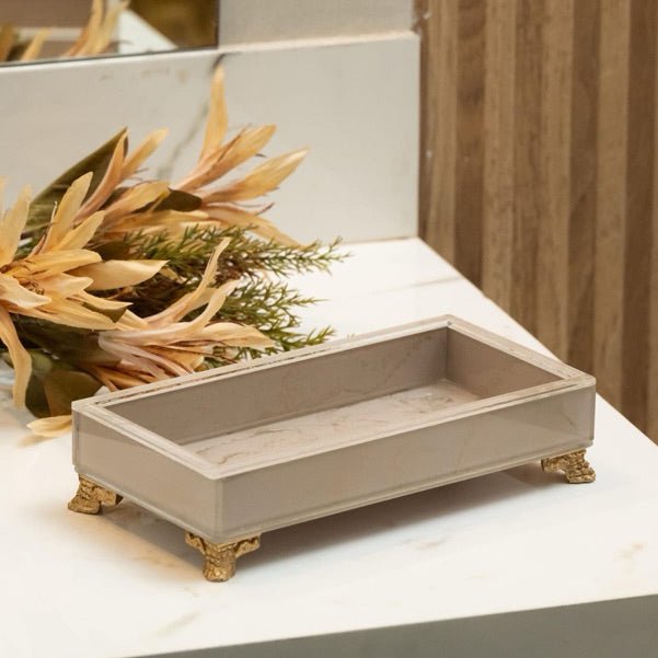 Bandeja de Vidro Efeito Mármore – Elegância e Funcionalidade para Seu Espaço - LK House