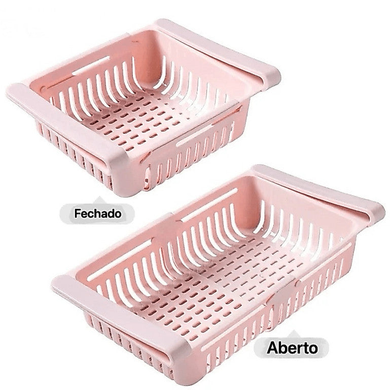 Cesto Organizador De Geladeira Multiuso Gaveta Retrátil Ajustável Prático Portátil - imagem 8