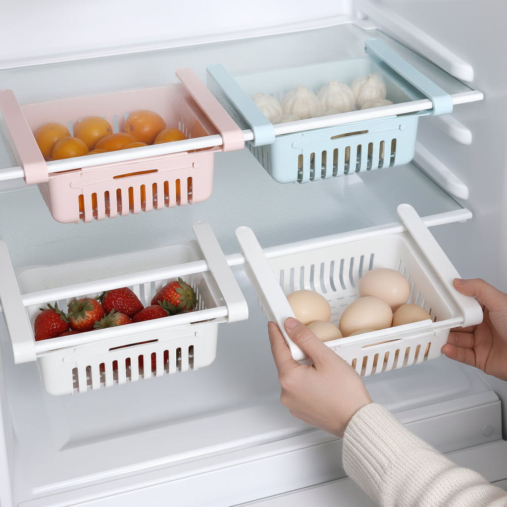 Cesto Organizador De Geladeira Multiuso Gaveta Retrátil Ajustável Prático Portátil - imagem 2