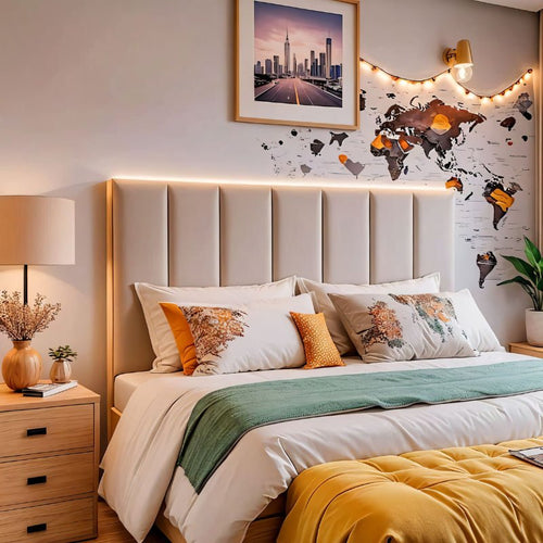 Cabeceira Modular Estofada King em Suede com 10 Placas - LK House