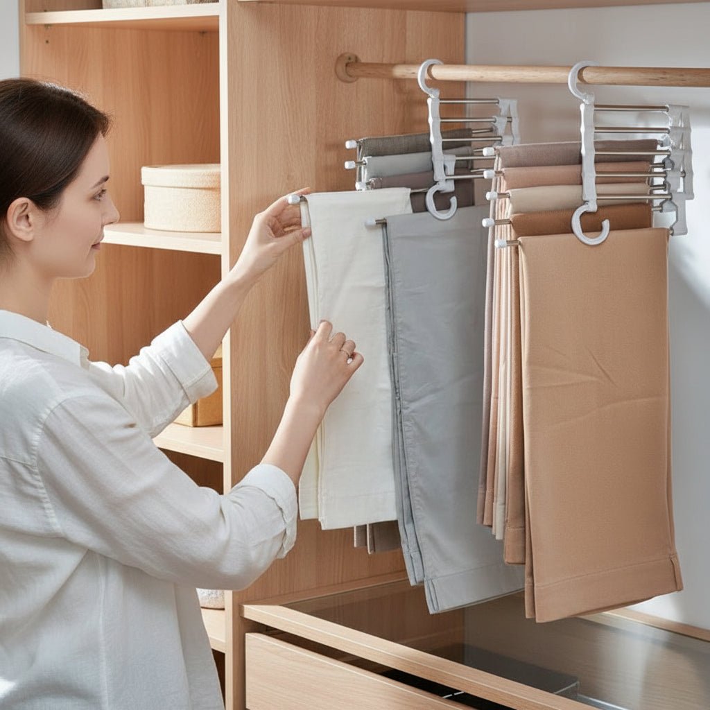 Cabide Organizador 5 em 1 em Aço Inox — Mais Espaço e Organização para Seu Guarda-Roupa - LK House