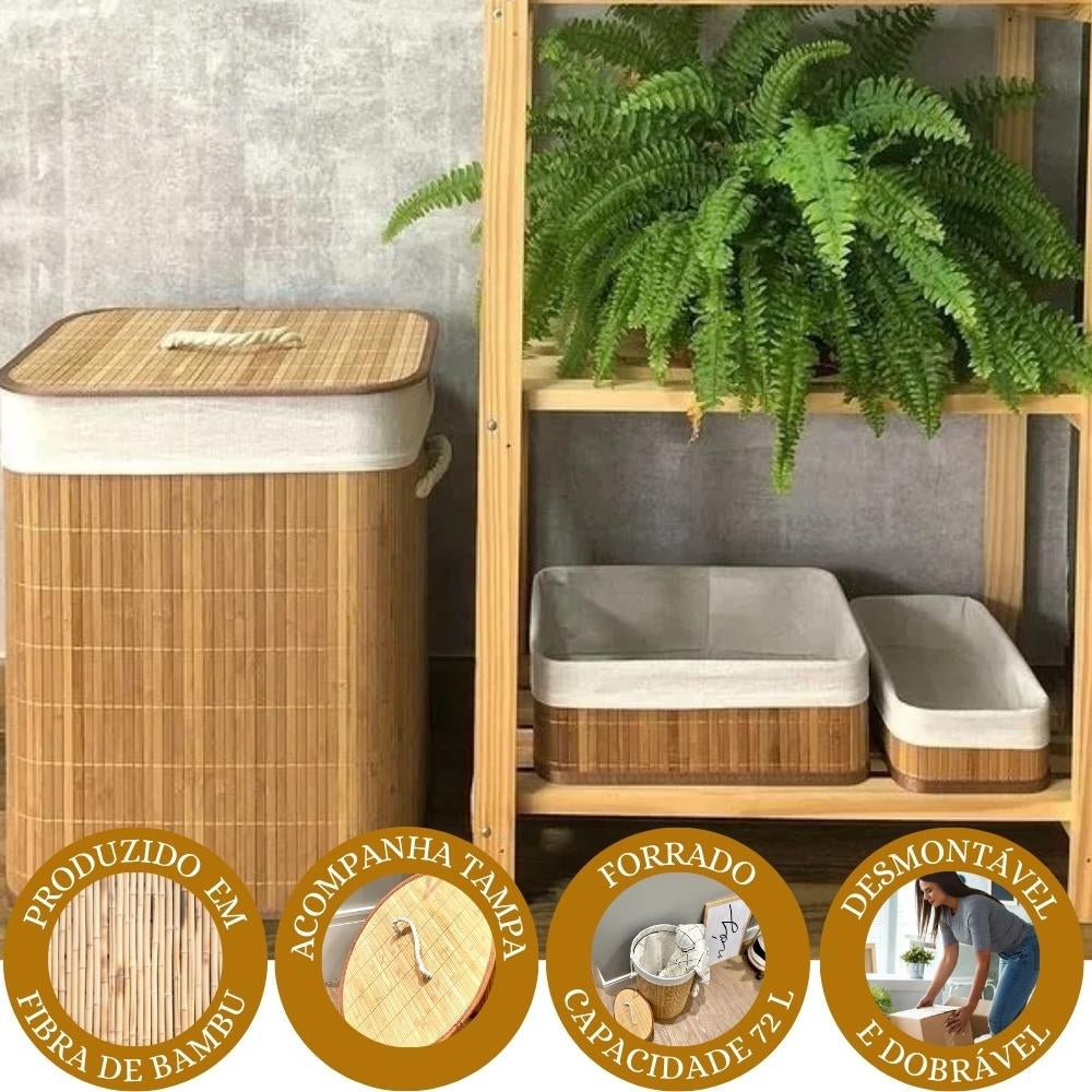 Cesto de Roupa Suja de Bambu – Organização com Estilo e Sustentabilidade - LK House