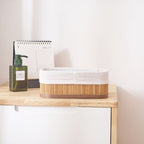 Cestos Organizadores de Bambu com Forro – Kit 3 Peças para Organização e Decoração - LK House
