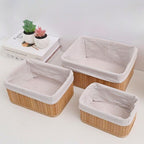 Cestos Organizadores de Bambu com Forro – Kit 3 Peças para Organização e Decoração - LK House