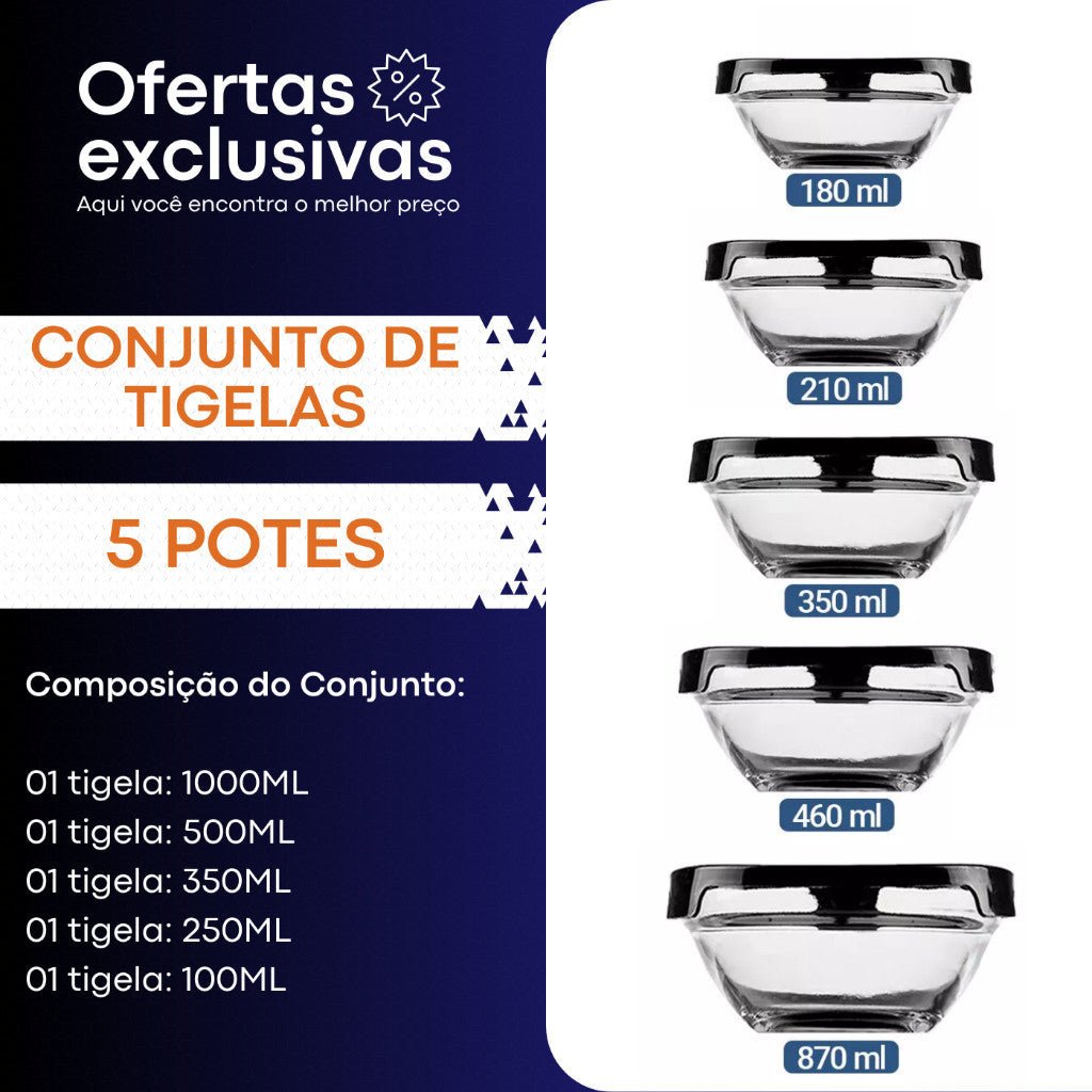 Conjunto de Tigelas Bowl 5 Peças – Organização e Frescor na Sua Cozinha - LK House