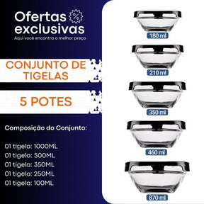 Conjunto de Tigelas Bowl 5 Peças – Organização e Frescor na Sua Cozinha - LK House