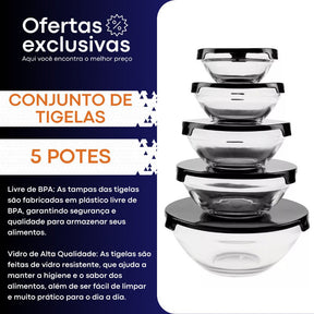 Conjunto de Tigelas Bowl 5 Peças – Organização e Frescor na Sua Cozinha - LK House