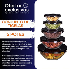 Conjunto de Tigelas Bowl 5 Peças – Organização e Frescor na Sua Cozinha - LK House