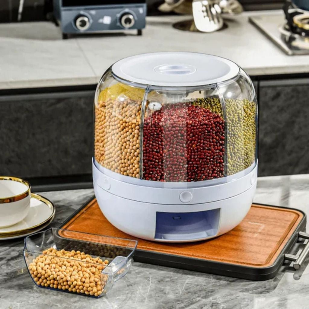 Dispenser Giratório de Alimentos com 6 Compartimentos para Grãos - LK House