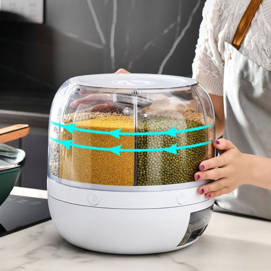 Dispenser Giratório de Alimentos com 6 Compartimentos para Grãos - LK House