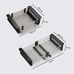Escorredor de Louça Extensível Preto – Ajustável, Cuba de Inox - LK House