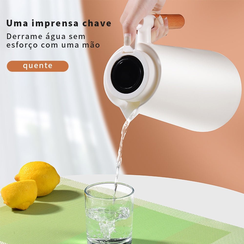 Garrafa Térmica com Termômetro LED 1L – Design Moderno e Cabo de Madeira - LK House