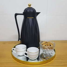 Garrafa Térmica de Café Chic 1L Preta e Dourada – Estilo e Alta Conservação Térmica - LK House